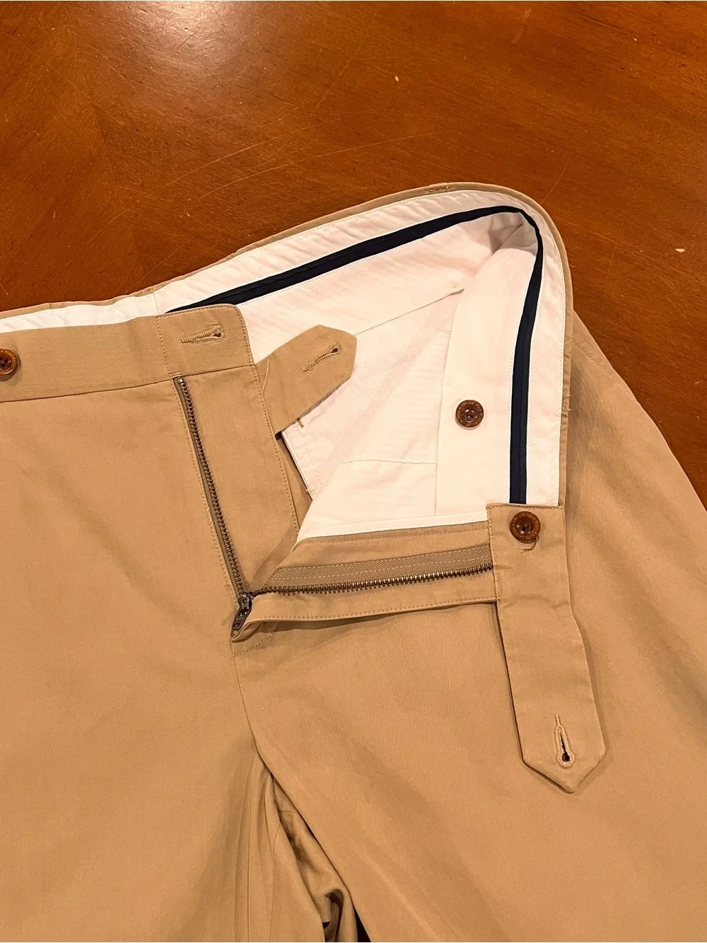 Polo Ralph Lauren Men’s Premium Silk/Cotton Flat Front Trousers Khaki 32x32 Pant